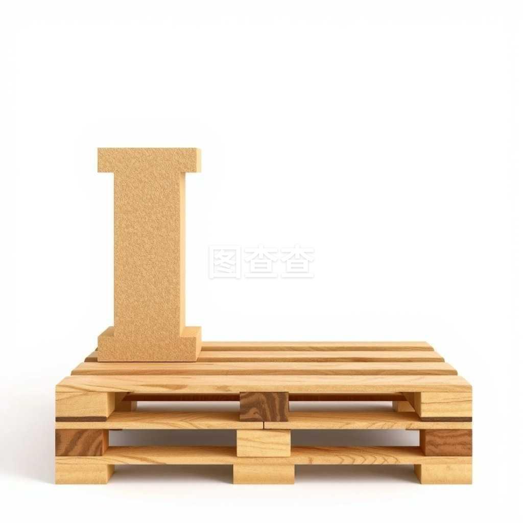 木托盤上的3D紙板箱 字母“i”的包裝造型藝術